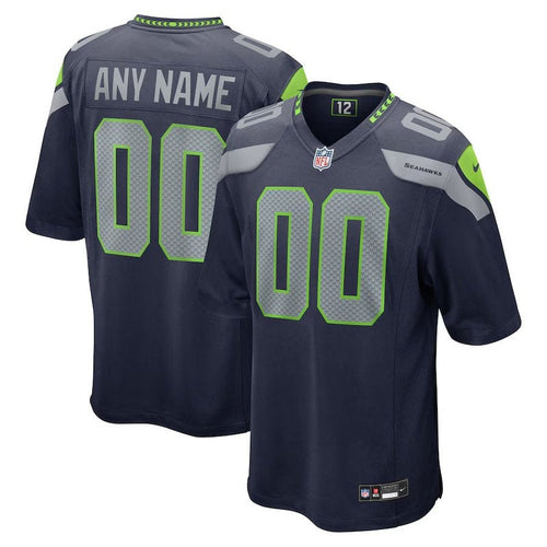 Seattle Seahawks - Maglia da gioco NFL personalizzata College - Blu navy