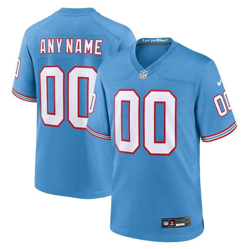Tennessee Titans – personalisiertes NFL-Throwback-Oilers-Spieltrikot – Hellblau