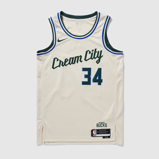 Milwaukee Bucks 25/26 NBA Jersey - City Edition - Cream - Antetokounmpo #34 - front