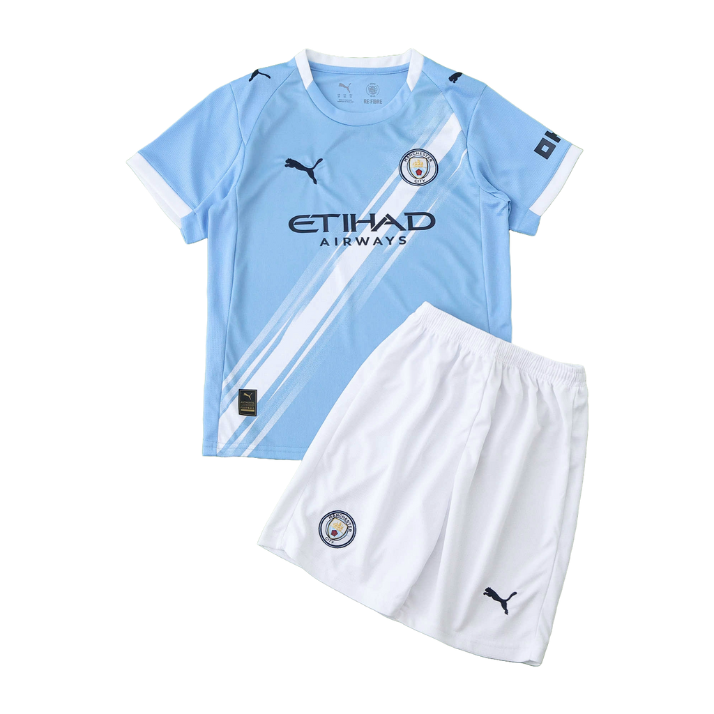 Manchester City 25/26 Home Kids Kit - shirt and shorts front