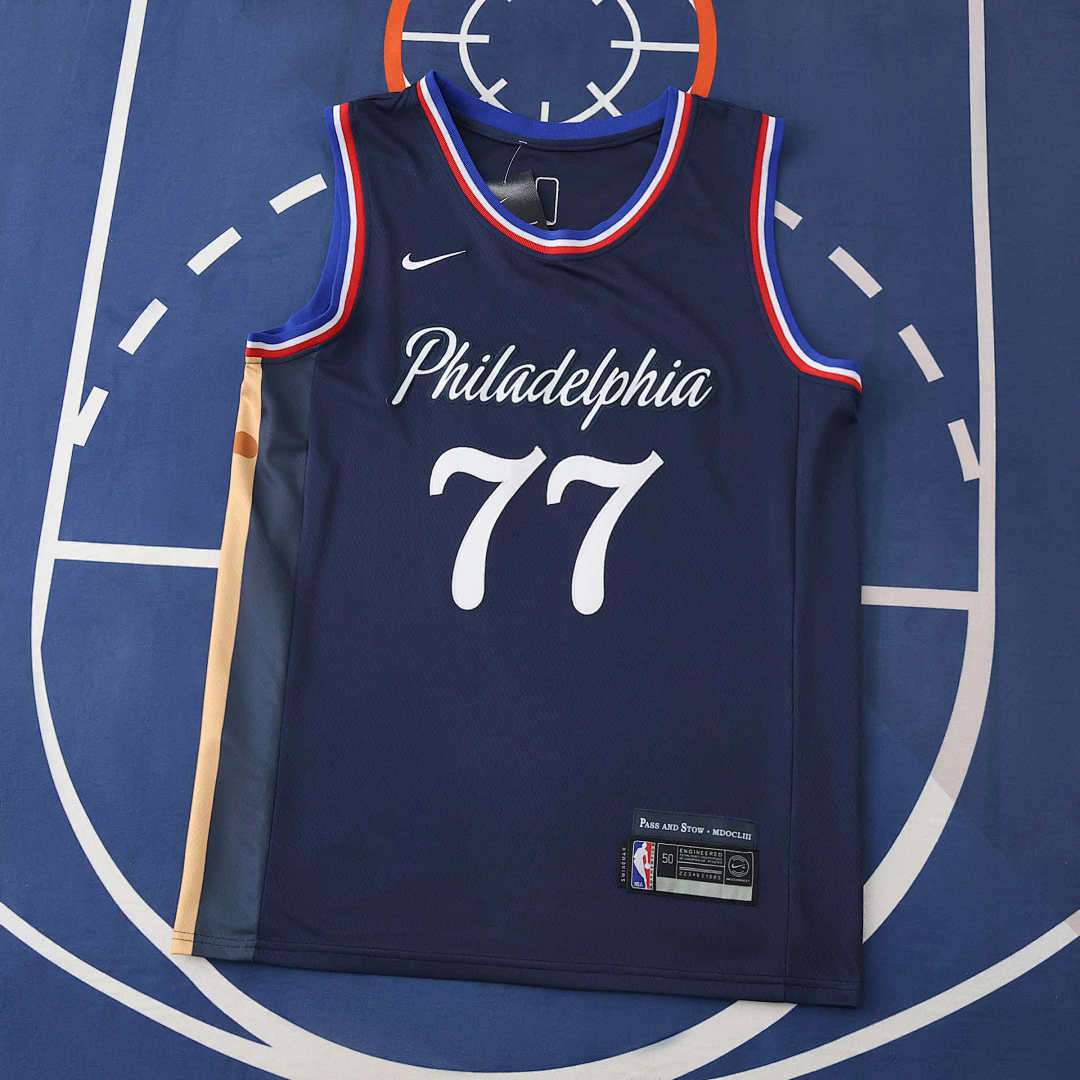Philadelphia 76ers 25/26 NBA Jersey - Navy - Edgecombe #77 - front