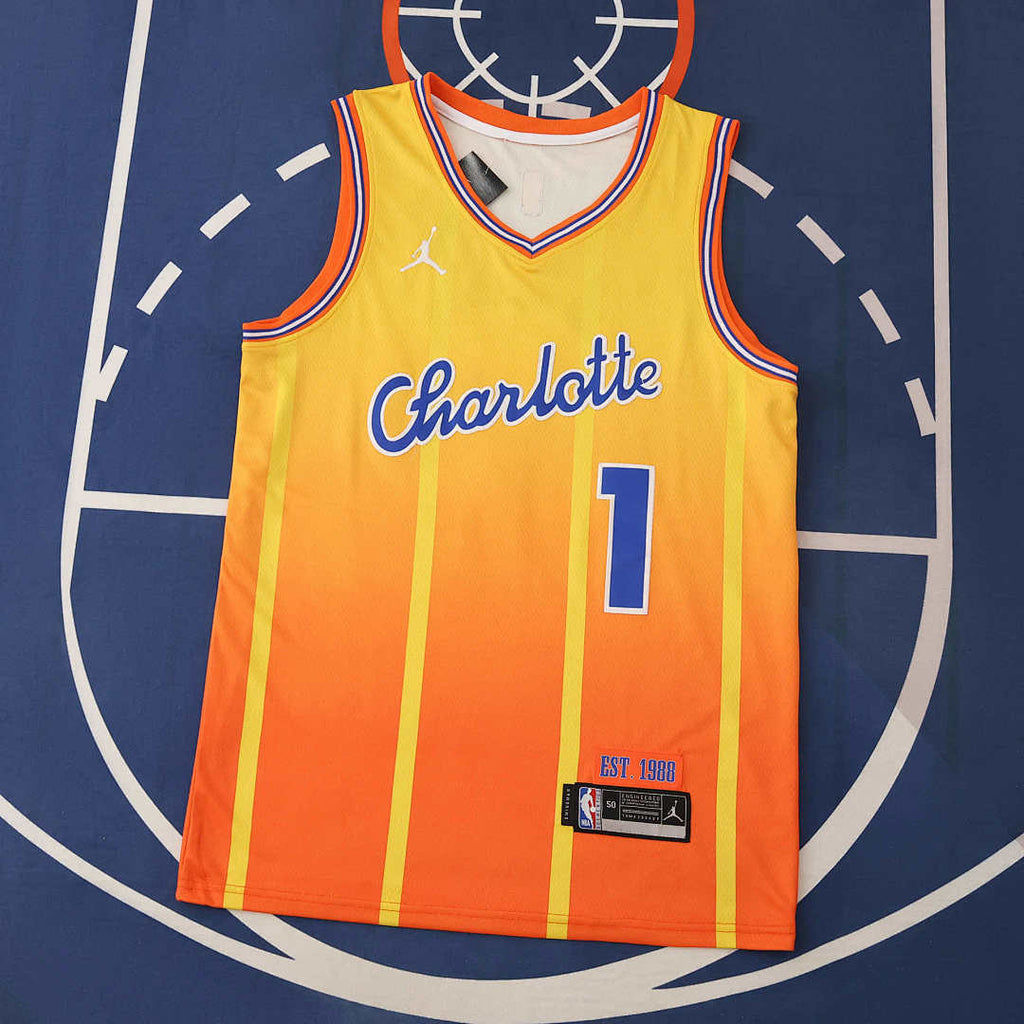 Charlotte Hornets 25/26 NBA Jersey - Orange - Ball #1 - front