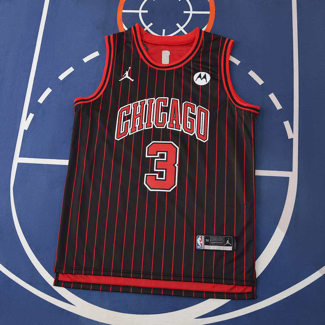 Chicago Bulls 25/26 NBA Jersey - Black Pinstripe - Giddey #3 - front