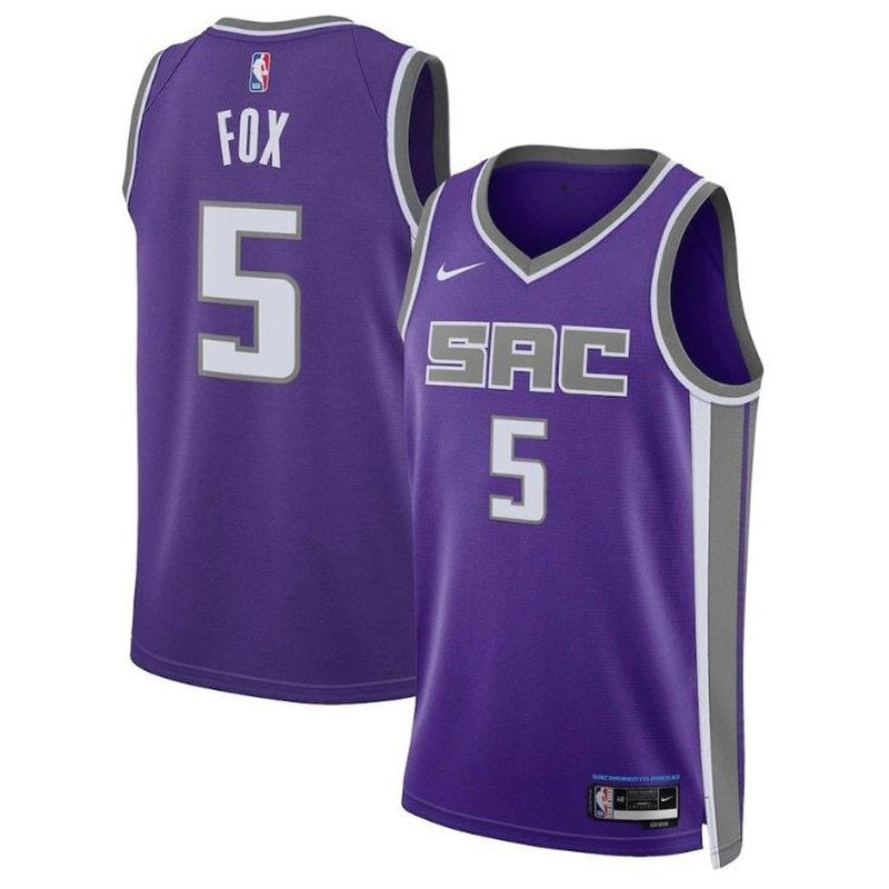 Camiseta Unisex De'Aaron Fox Sacramento Kings 2023 NBA - Edición Icon - Morado