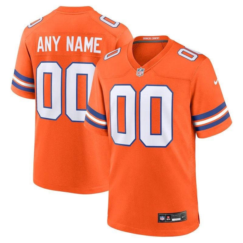 Denver Broncos - Collezione Mile High - Maglia da gioco NFL personalizzata in stile retrò del 1977 - Arancione