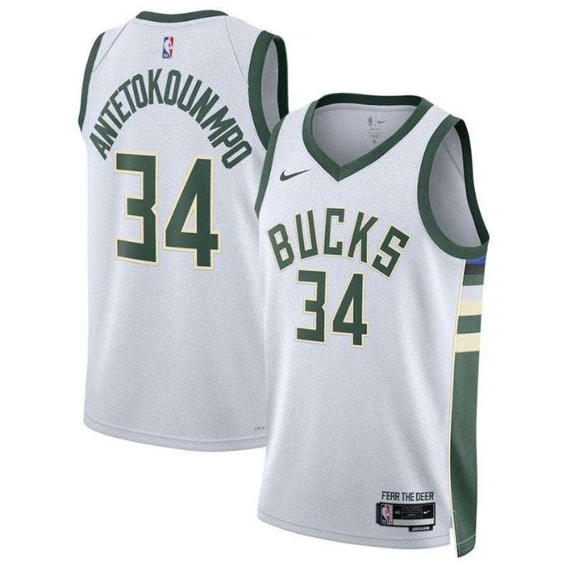 Maglia NBA unisex Giannis Antetokounmpo Milwaukee Bucks 2023 - Association Edition - Bianca