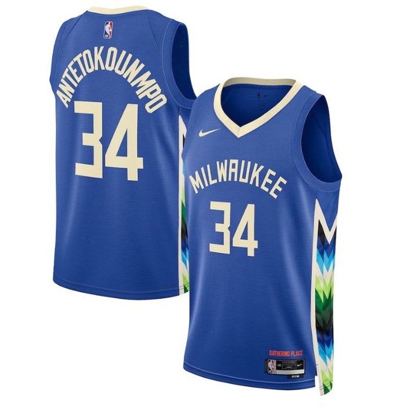 Maglia NBA unisex 2023 Giannis Antetokounmpo Milwaukee Bucks - City Edition - Royal