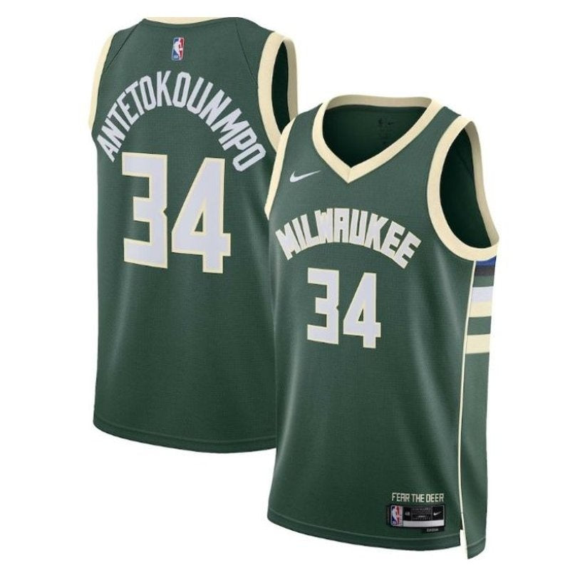 Maglia NBA unisex 2023 Giannis Antetokounmpo Milwaukee Bucks - Icon Edition - Verde cacciatore