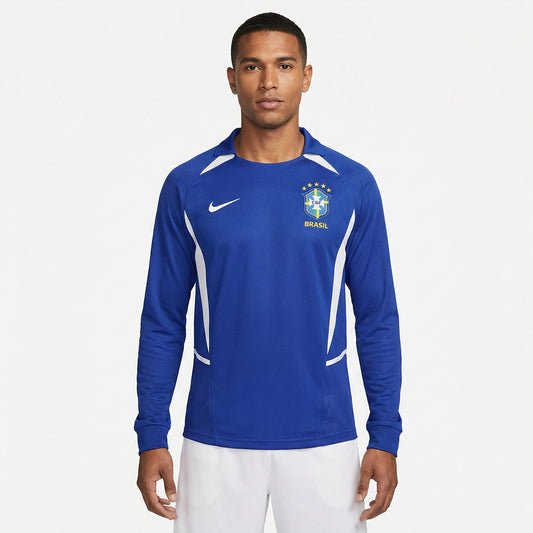 Jersey Nike Brasil Retro 2002 Longsleeve Azul Fan