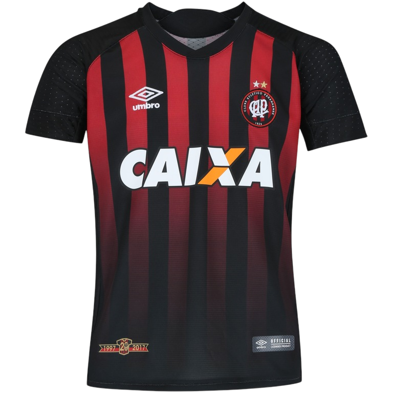 LJersey do Atlético-PR I 2017 nº 10 Umbro - Listras Preta e Vermelha