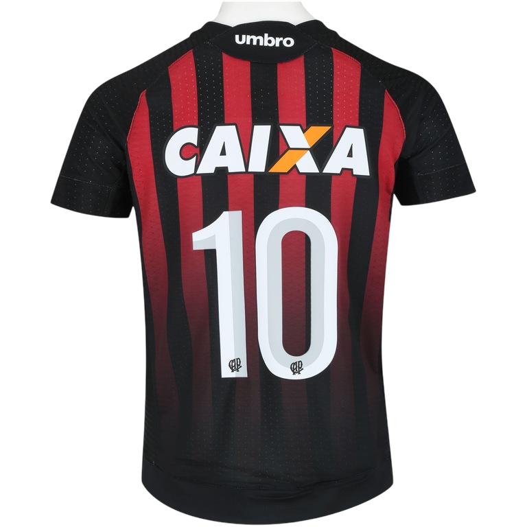 LJersey do Atlético-PR I 2017 nº 10 Umbro - Listras Preta e Vermelha