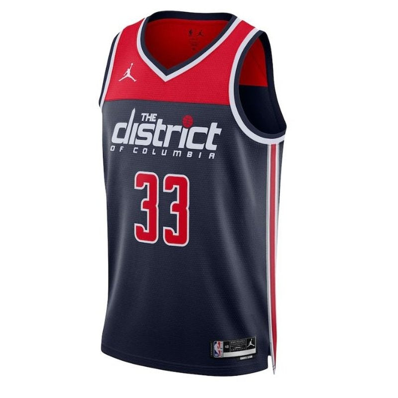 Camiseta NBA Edición Statement 2023 de Kyle Kuzma de los Washington Wizards Unisex - Azul Marino