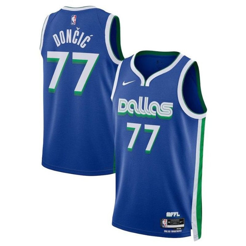Luka Dončić - Maglia NBA unisex 2023 dei Dallas Mavericks - City Edition - Blu