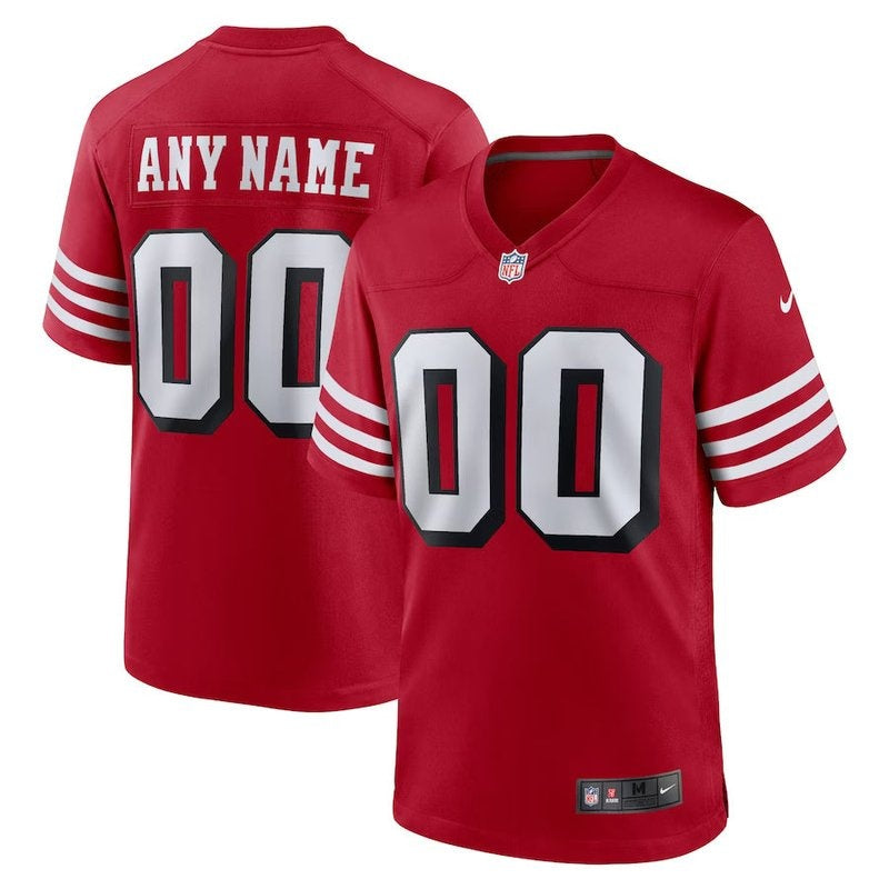 San Francisco 49ers - Maglia da gara NFL personalizzata alternativa color cremisi