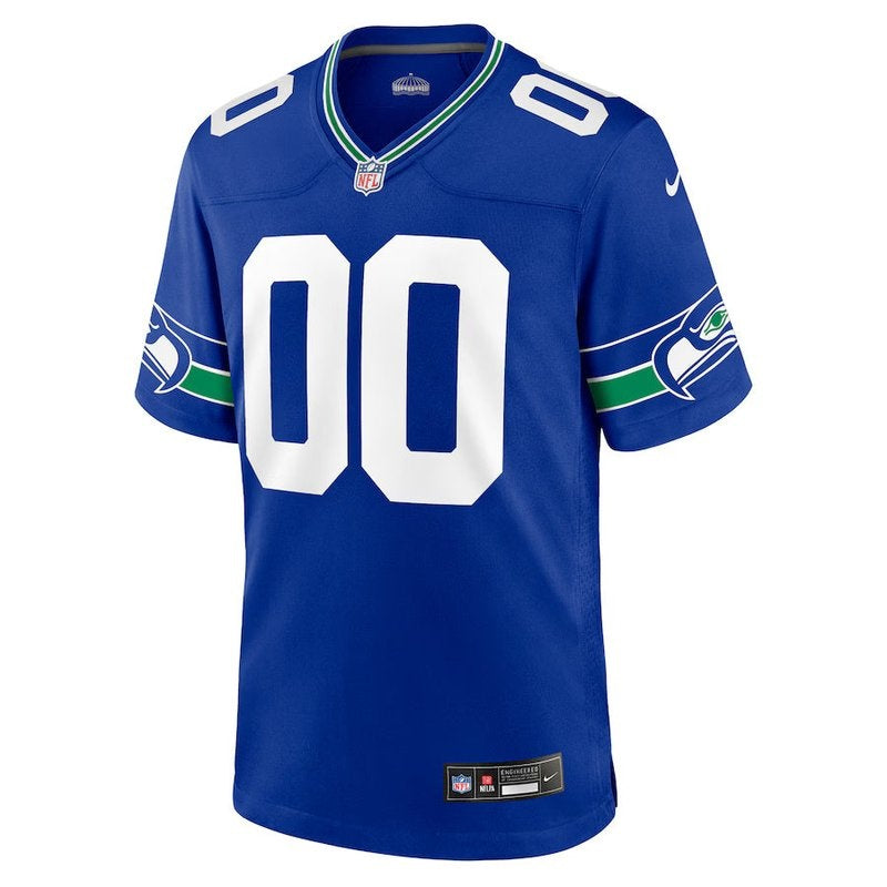 Seattle Seahawks – personalisiertes königsblaues Throwback-NFL-Trikot